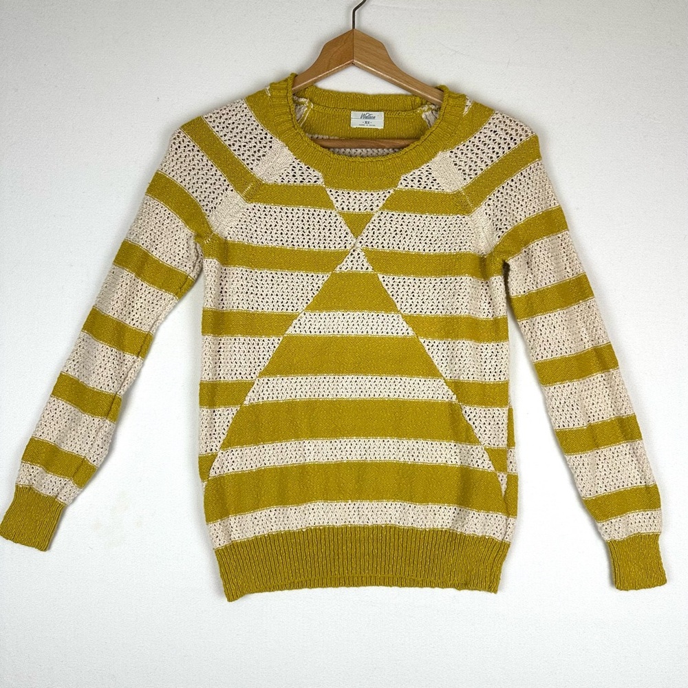 Wallace by Madewell Stripe Geo Crew Open Weave Sweater Coastal